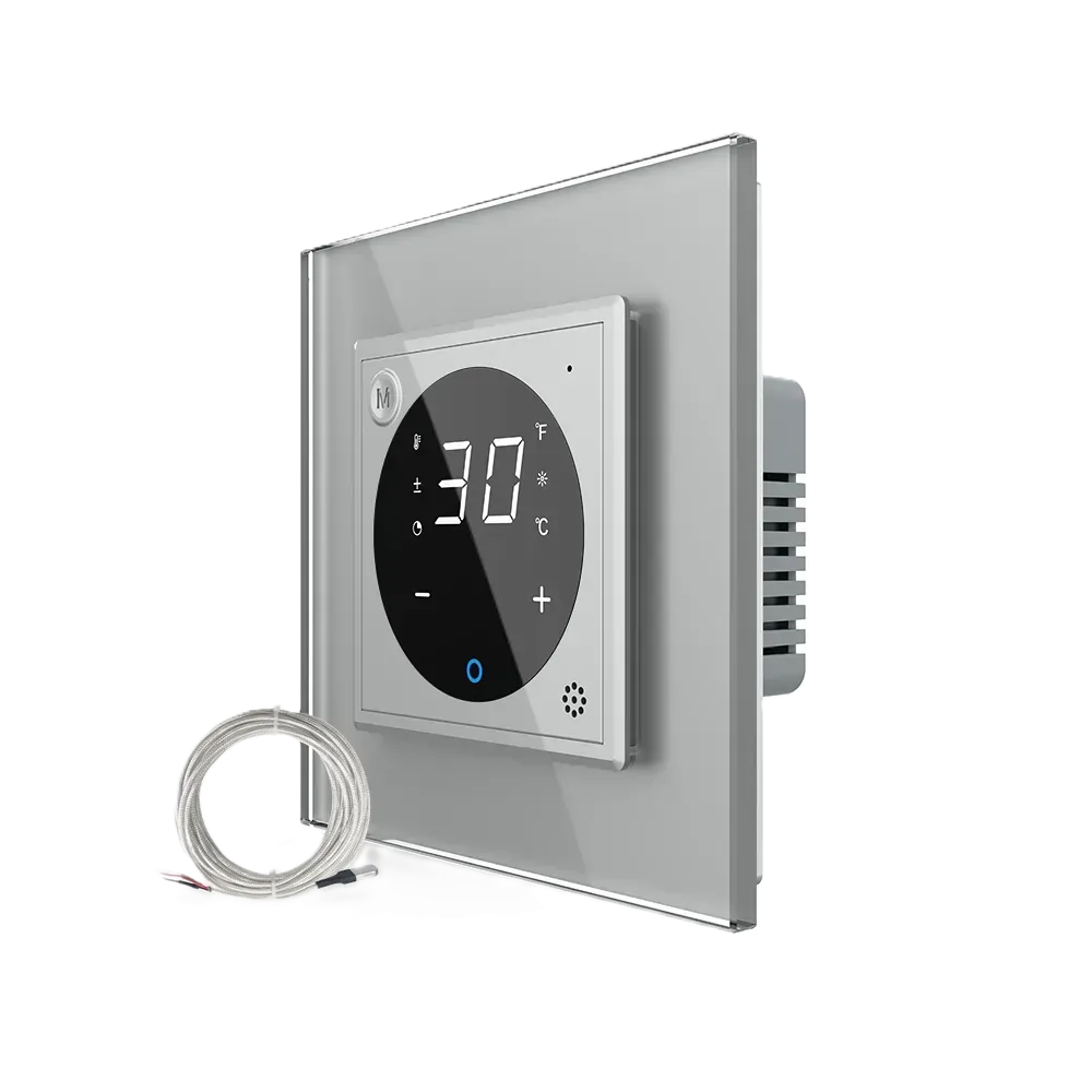 Терморегулятор (термостат) сенсорный программируемый серый LIVOLO со стекляной рамкой VL-C701TM2-15